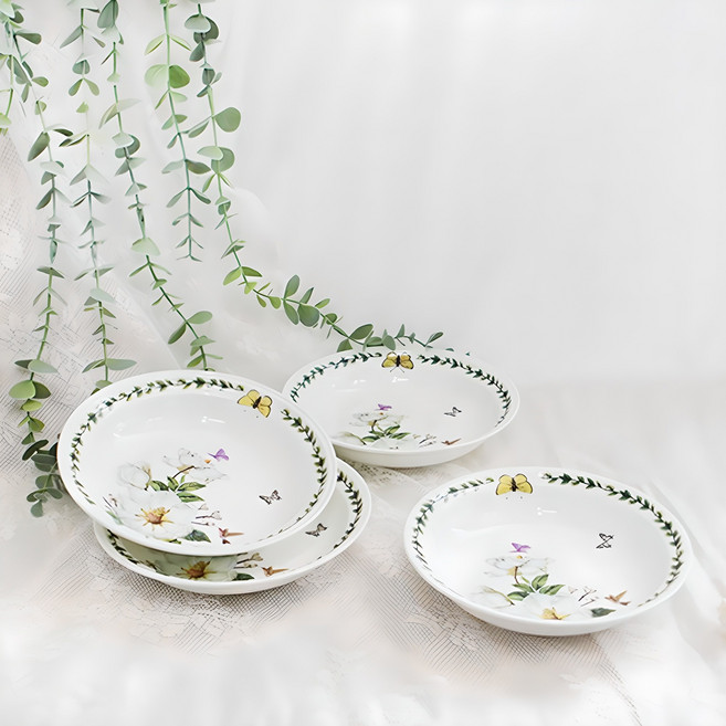 로얄에식스 본차이나 목련 원형 접시, 4개, 6쿠프, 혼합색상