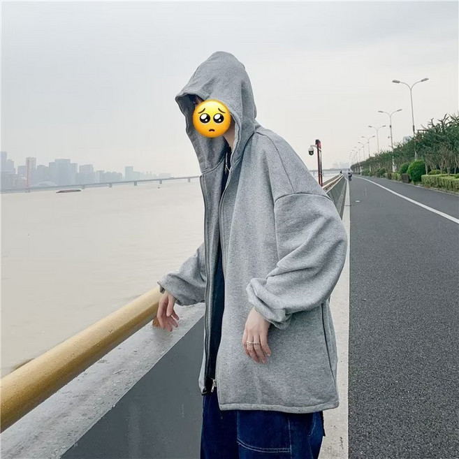 休閒拉鍊外套 韓版潮流 寬鬆 連帽衫