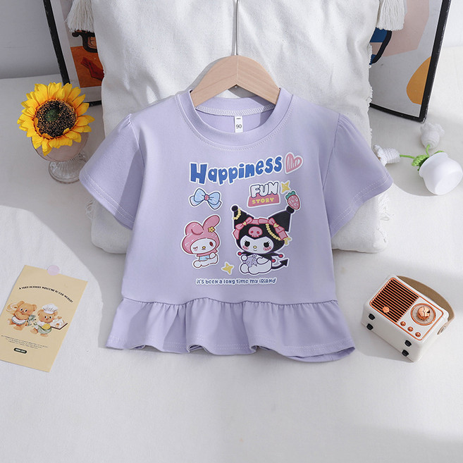 GOYES 귀여운 산리오 반팔티 프릴 여아 여름반팔