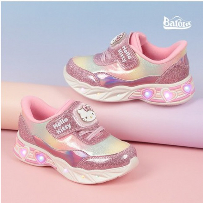 프로월드컵 HK엘피 귀욤귀욤 반짝반짝 바닥 발등 라이팅 기능 넘 예쁜 초경량 혼자 서서 바로 쑥~신는 헬로키티 바로인 슈즈 키즈 아동 운동화 뉴코아 울산점