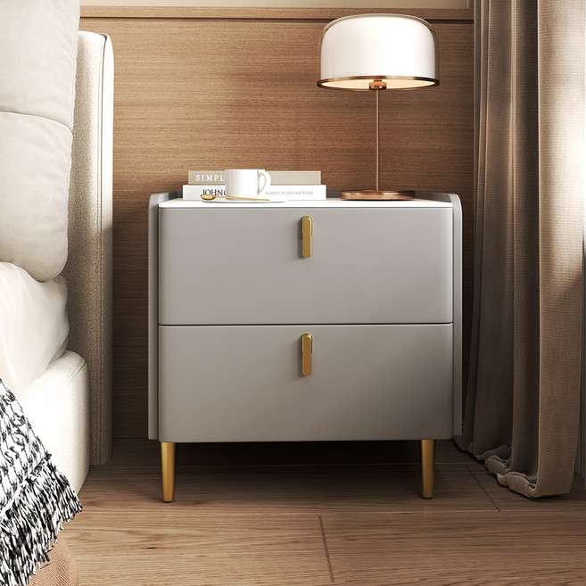 소파 협탁 침대협탁 암판 협탁 이단 서랍 침대 협탁 완제품 3일 한정, 1개, 멜란지그레이
