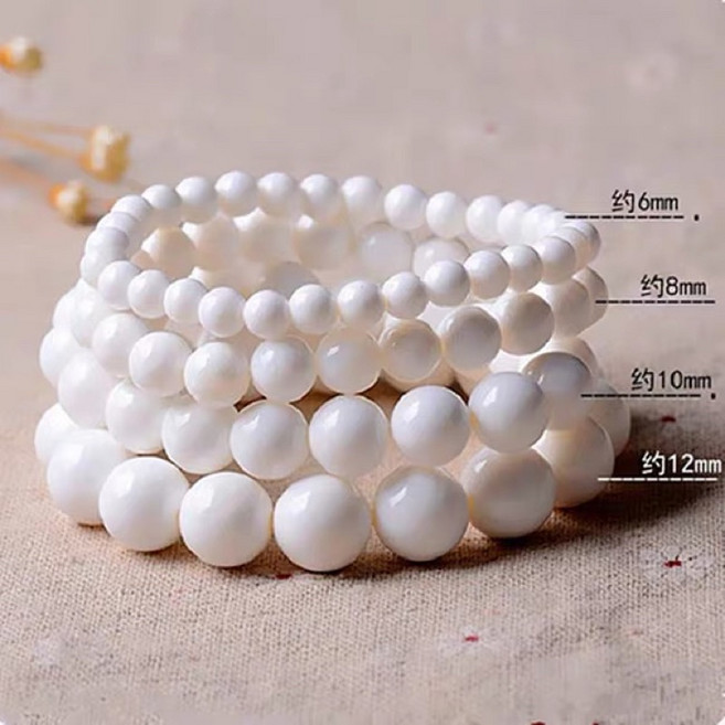 貝殼白色硨磲手鍊 佛教七寶 多尺寸圓珠手串, 16mm, 1個