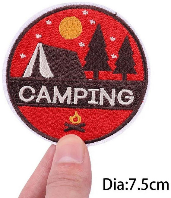 의류용 야외 캠핑 자수 패치 열접착 산 파도 옷 배지용 아이언