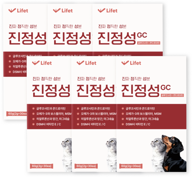 진정성 관절 영양제 강아지 고양이 글루코사민 콘드로이틴 슬개골 고관절 관절염 연골, 6개, 뼈/관절강화, 30회분