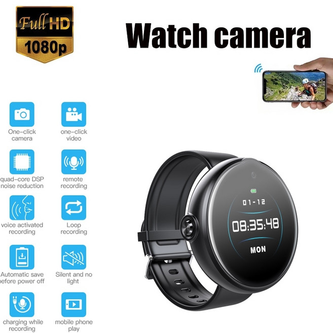 바디캠 미니 카메라 스포츠 시계 무선 감시 홈 보안 모니터 캠코더 small cam dvr videocam bodycam action recorder, 8g 카메라