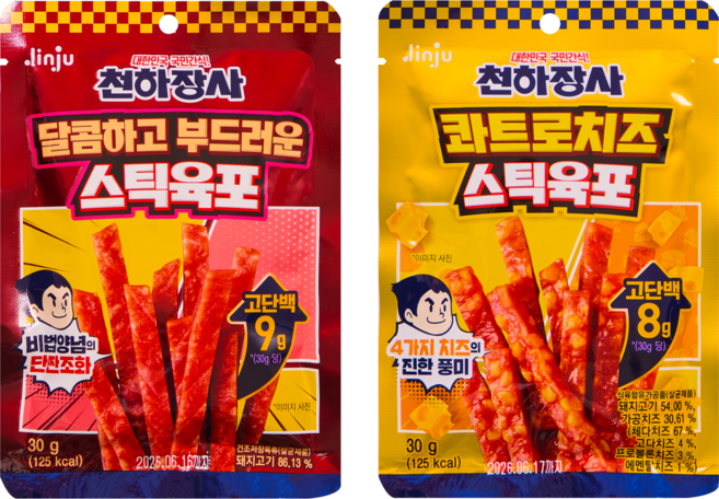햅푸드 천하장사 스틱육포 달콤+콰트로치즈(결합구성/각각 3개씩), 6개, 30g