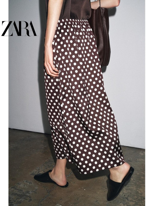 ZARA 자라 ZW 시리즈 폴카 도트 미디 스커트 8575082 605