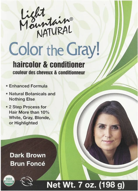 Light Mountain Colorer Grey! 천연 헤어 컬러 및 컨디셔너 다크 브라운 198g(7oz), LightMountainColorerGrey천연헤어컬러, 1개, 198g - 쿠팡