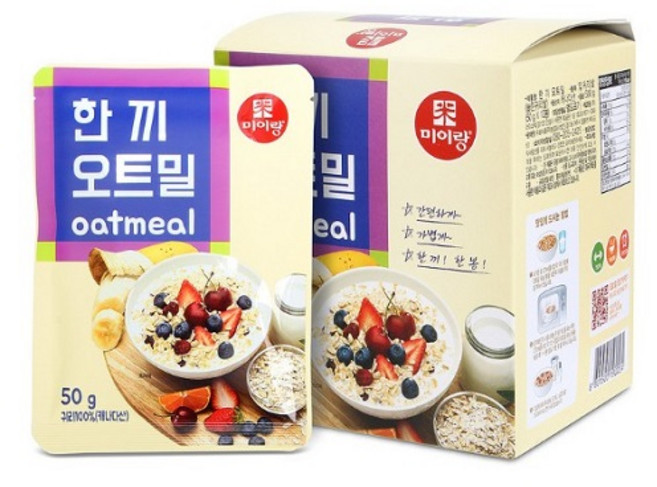 코스트코 개별포장 휴대용 아침식사대용 미이랑 한 끼 오트밀 500g (50g x 10봉) x 6개 60봉 costco Oatmeal 50gx60ea, 50g