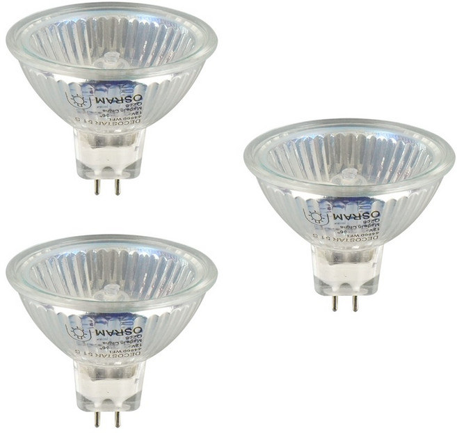 [묶음] 오스람 할로겐전구 mr16 50W 전구색 gu5.3 44870 WFL, 3개
