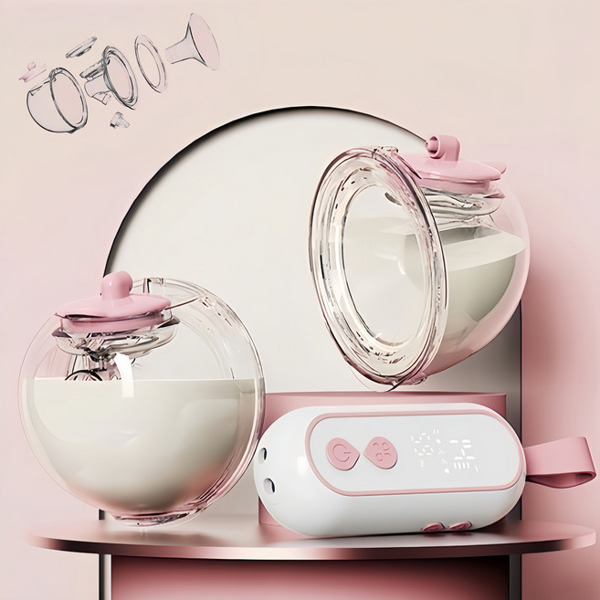 Mochae 전동유축기 무선 웨어러블 유축기 모유수유 대흡인력 충전식 분리 세탁 가능 모유착유기, 1개, 핑크