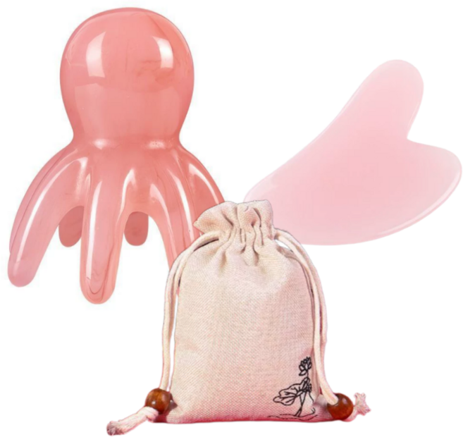 샵브릿지 괄사 얼굴 마사지기 두피 바디 케어, 핑크, 1세트