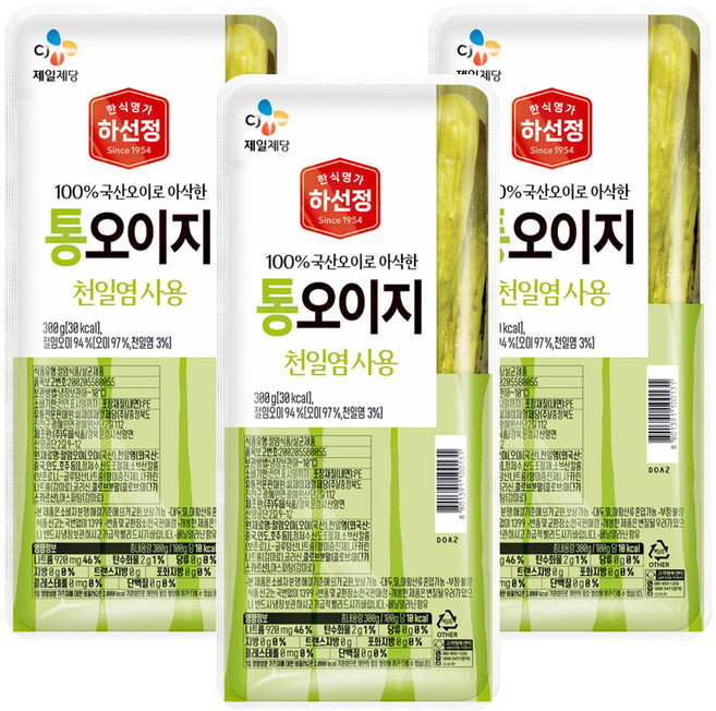 (냉장)[하선정]통오이지, 3개, 300g
