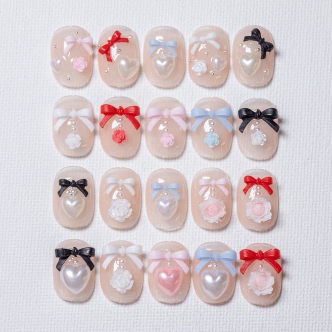 네일은재료빨 발레리나 네일 리본 대용량, 75개, 15종