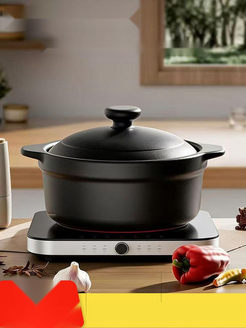 국산 무균열뚝배기 인덕션용 계란찜 도자기 전골 냄비, 2. 2.0L 블랙 커버