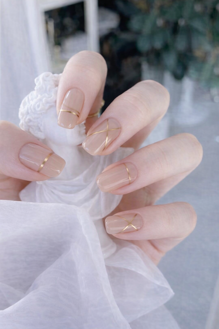 Haemil 쉬운셀프 네일팁 붙이는 네일아트 24P, 1개, 2. 프렌치 골드