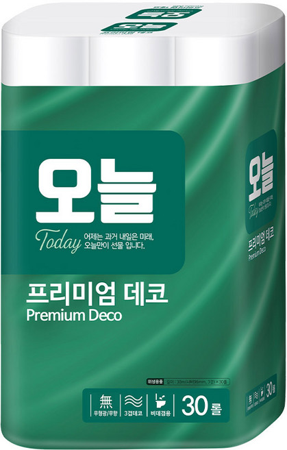오늘 프리미엄 데코 3겹 화장지, 30m, 30롤, 1개