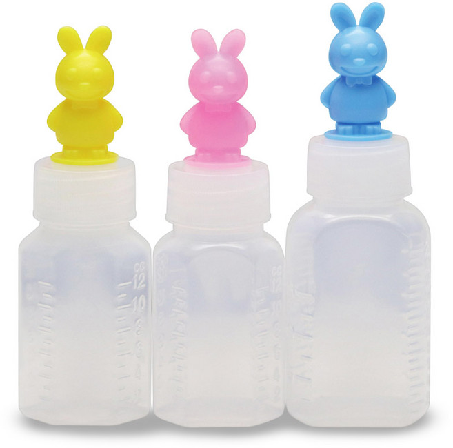 남양플라스틱 PE재질 불투명말랑이 긴마개 12CC(토끼)랜덤 투약병, 100개