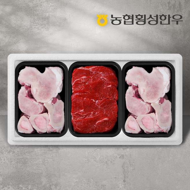 [농협횡성한우] 효도보신세트 11호 1.8kg (사골 700g x 2팩+1등급 장조림 400g), 1세트