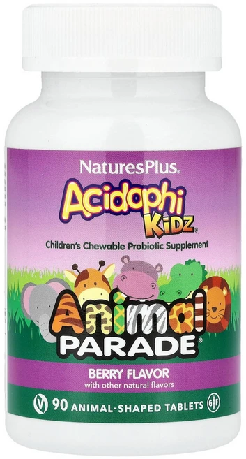 네이쳐스플러스 Source of Life AcidophiKidz 어린이용 츄어블정 베리 맛 동물 모양 90정, 1개 - 쿠팡