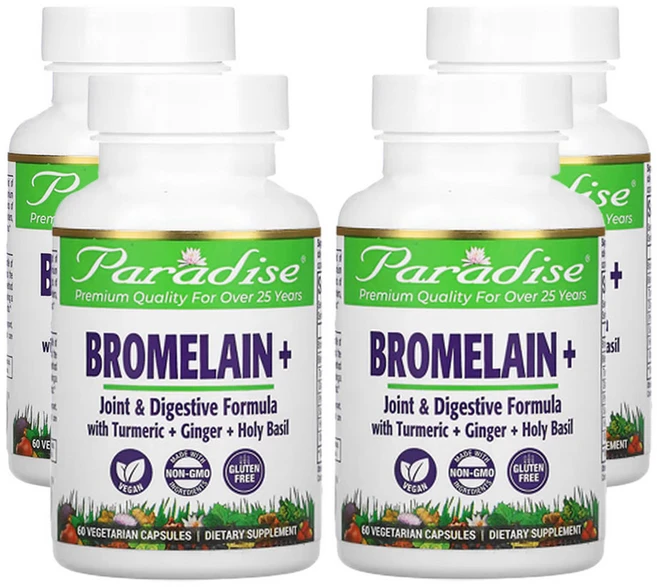 파라다이스허브 브로멜라인+ 베지 캡슐 60정, 4팩 - 쿠팡