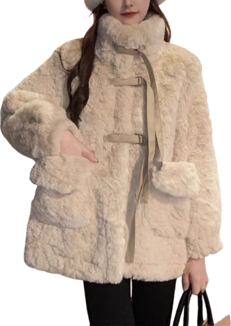 여성용 캐주얼 루즈핏 페이크퍼 세미얼 뽀글이 방한점퍼 Women's Jacket