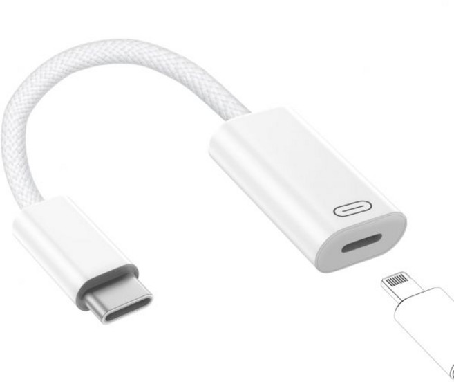 TechMatte 암 라이트닝-수 USB C 어댑터 케이블 오디오 헤드폰 데이터 동기화 PD 충전 (iPhone 17 Pro Max Air 16 15 안드로이드 이어폰, 1 PCS