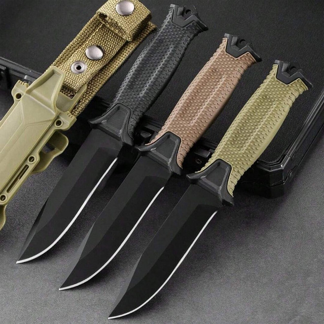 택티컬 캠핑 나이프 K309 방수 다이빙칼 캠핑 낚시 군용칼, 카모브라운(평칼), 1개