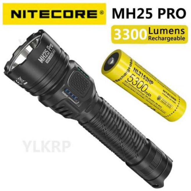 NITECORE MH25 프로 3300 루멘 손전등 NL2153 배터리와 함께 포장, 1개