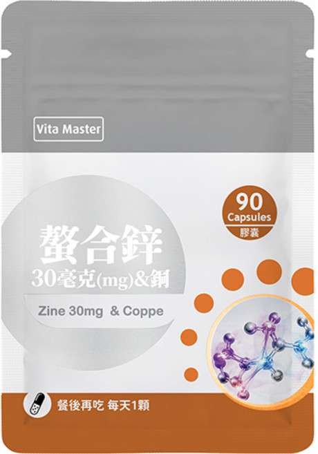 Vita Master 維他大師 螯合鋅銅膠囊 90顆, 1個