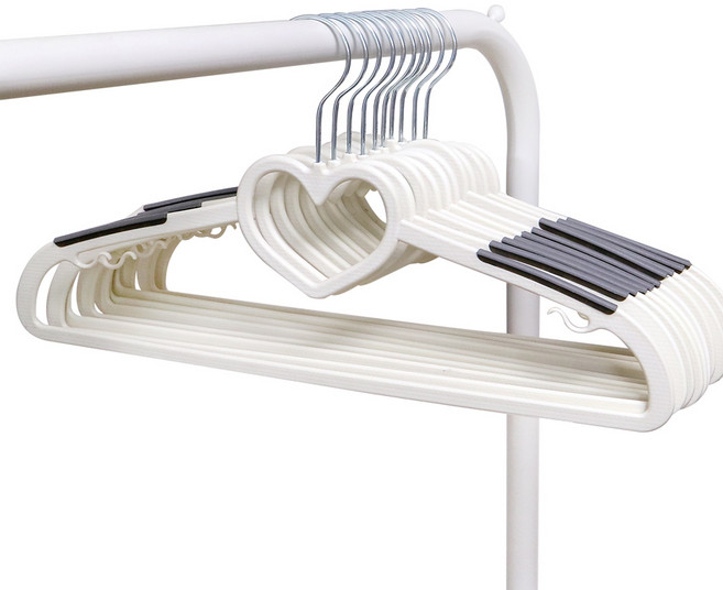 화이트래빗 디자인 논슬립 옷걸이 러블리 화이트 + 그레이(어깨패드), 10개