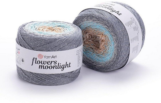 YarnArt Flowers Moonlight – 메탈릭 루렉스가 있는 그라데이션 면 아크릴 실 250g(9.17온스) 1093야드 - 코바늘 뜨개질 뜨개질 숄 및 DI, 3268