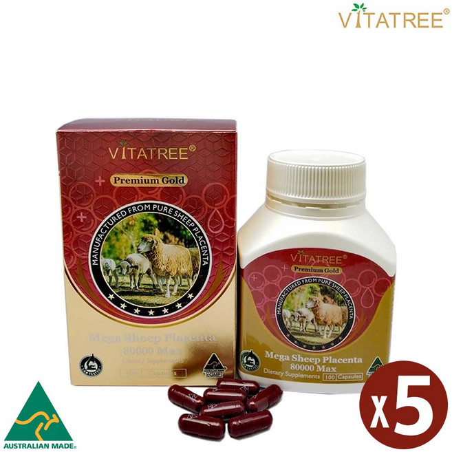 (5통) 비타트리 프리미엄 골드 양태반 80000mg 100 캡슐, 1