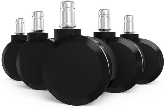 사무용 의자 캐스터 휠 교체 허먼 밀러 에어론 의자용 2.36(60mm) 카펫 및 원목 바닥용 유니버설 사이즈 11x22mm(5개 세트), 사무실 의자 캐스터 휠 교체품, 60mm(2.36인치)