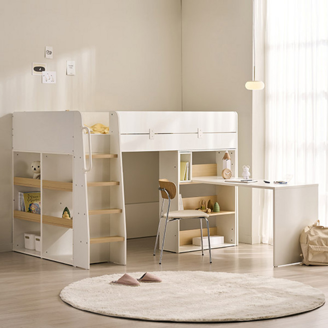 스칸디아 키즈홈 어린이 이층 벙커 침대+3단책장+책상+서랍장 세트, A3. 침대+책장+책상(매트제외)