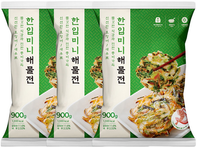 산들네이처 한입 미니 해물전 2.7kg (900g x 3봉), 3개, 900g