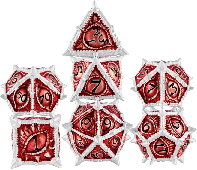 쿠쿠스토어 아이스 블루 메탈 DND 세트 수제 날카로운 모서리 다면체 (던전 앤 드래곤 RPG 테이블 게임 선, 05 Red