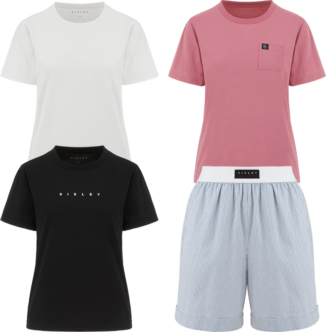 [시슬리] 여성 이지웨어 티셔츠 반바지 4종 세트