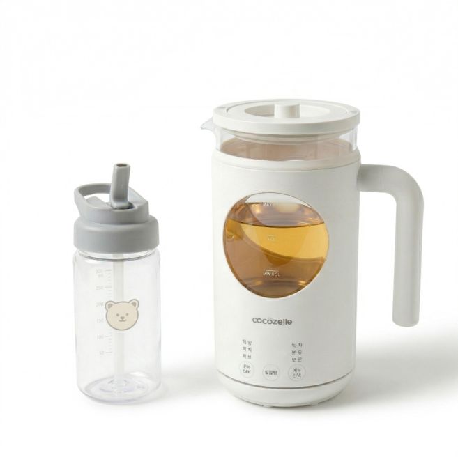 200% 내구성 코코젤리 전기포트 전기주전자 티메이커 | 세척 편한 아기 보리차 포트 입구 넓은 유리 티포트, 코코젤리 스마트 티포트 OC-1505