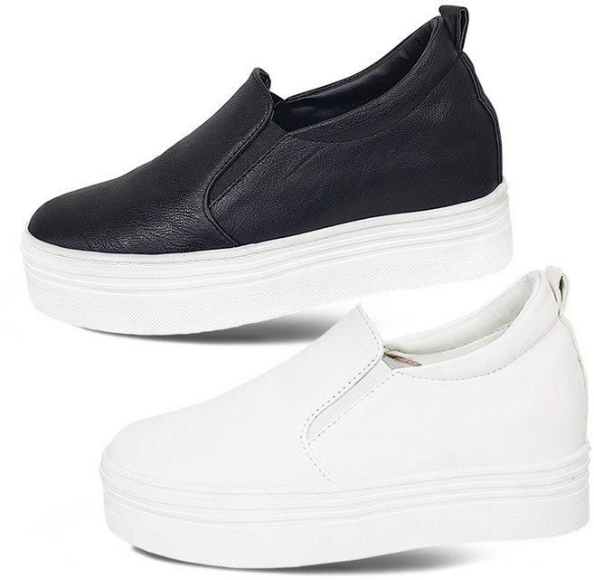 이피다빈 7CM 키높이 발편한 통굽 여성 슬립온 스니커즈