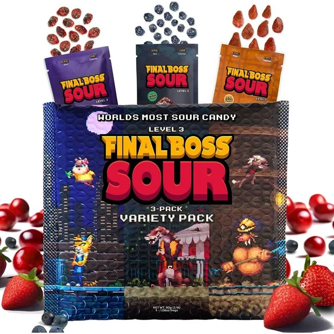 미국 파이널 보스 사우어 끝판왕 3종 신맛 베리 레벨3 젤리 구미 캔디, 30g, 3개 - 쿠팡