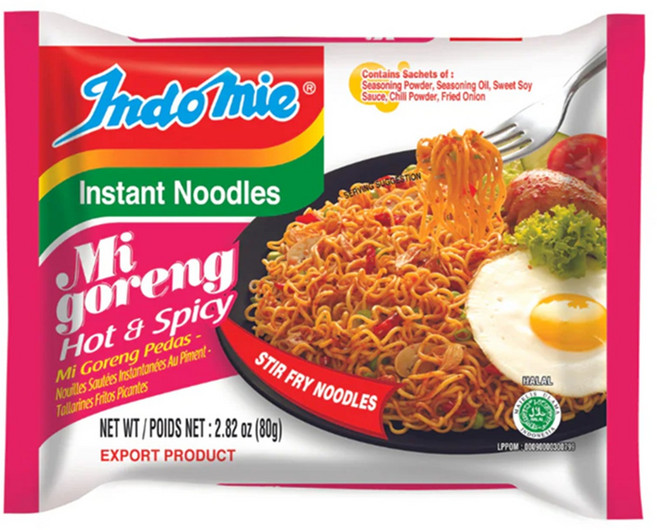 인도네시아 로컬 인도미 미고랭 볶음면 핫 앤 스파이시 페다스 80g, 1개