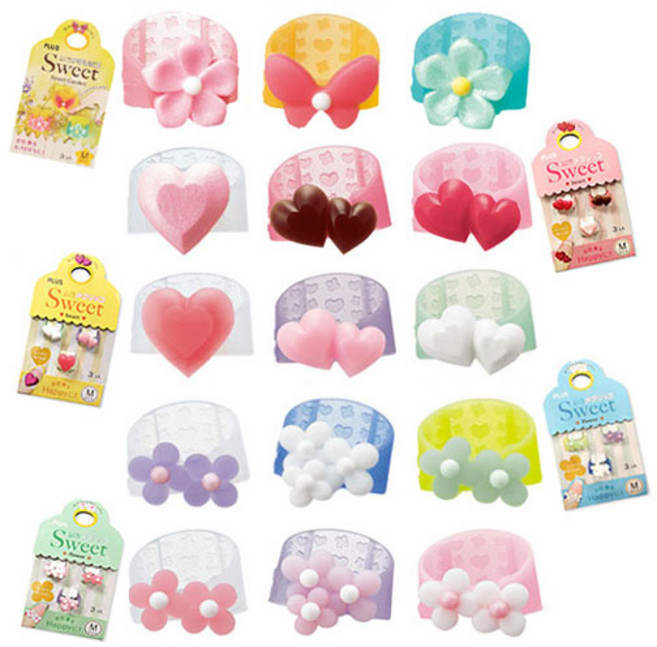 플러스 손가락골무 Sweet 스위트가든 하트 플라워 3개입