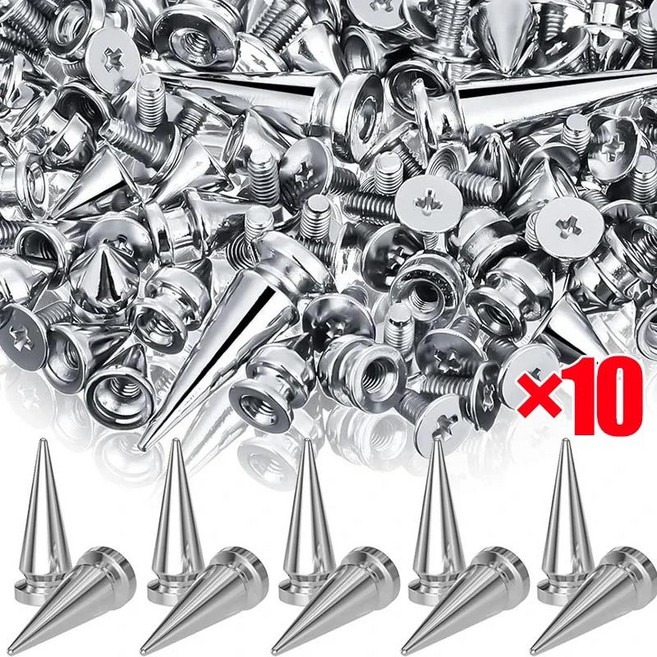 100 10PCS 금속 스터드 스파이크 더블 리벳 DIY 펑크 의류 신발 가방 공예 액세서리, 1.10PCS, 1개