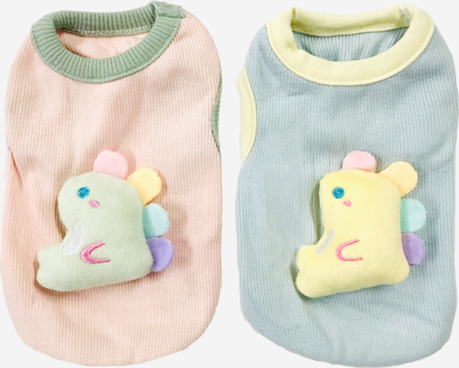 파스텔 공룡 아가옷 강아지옷 애견의류 티컵, 1개, 하늘