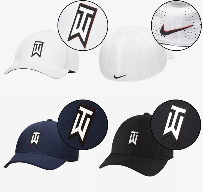 나이키 골프 드라이 핏 타이거 우즈 레거시 메쉬 캡 모자, BLACK, 1개