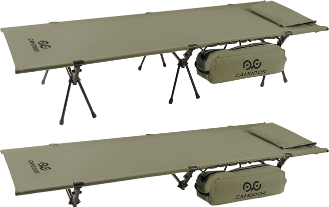 Camdoor 아웃도어 캠핑 휴대용 접이식 경량 야전침대, 다크 그린