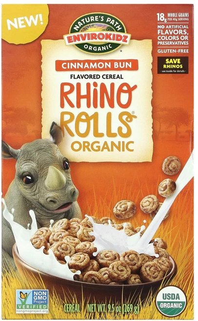 Natures Path EnviroKidz 유기농 가향 시리얼 Rhino Rolls 269g(9.5oz) 2팩, 269g - 쿠팡