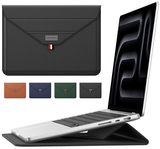 뷰씨 노트북 맥북 에어 프로 갤럭시북 삼성 엘지 그램 가죽 파우치 가방 케이스, 블랙, 1개