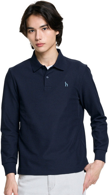 헤지스 남성용 니트라이크 긴팔 폴로셔츠